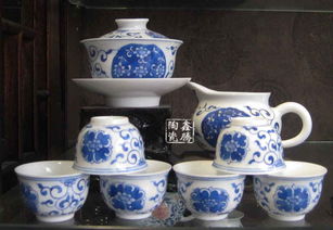 青花功夫茶具 山水意境中的居家禮品之選